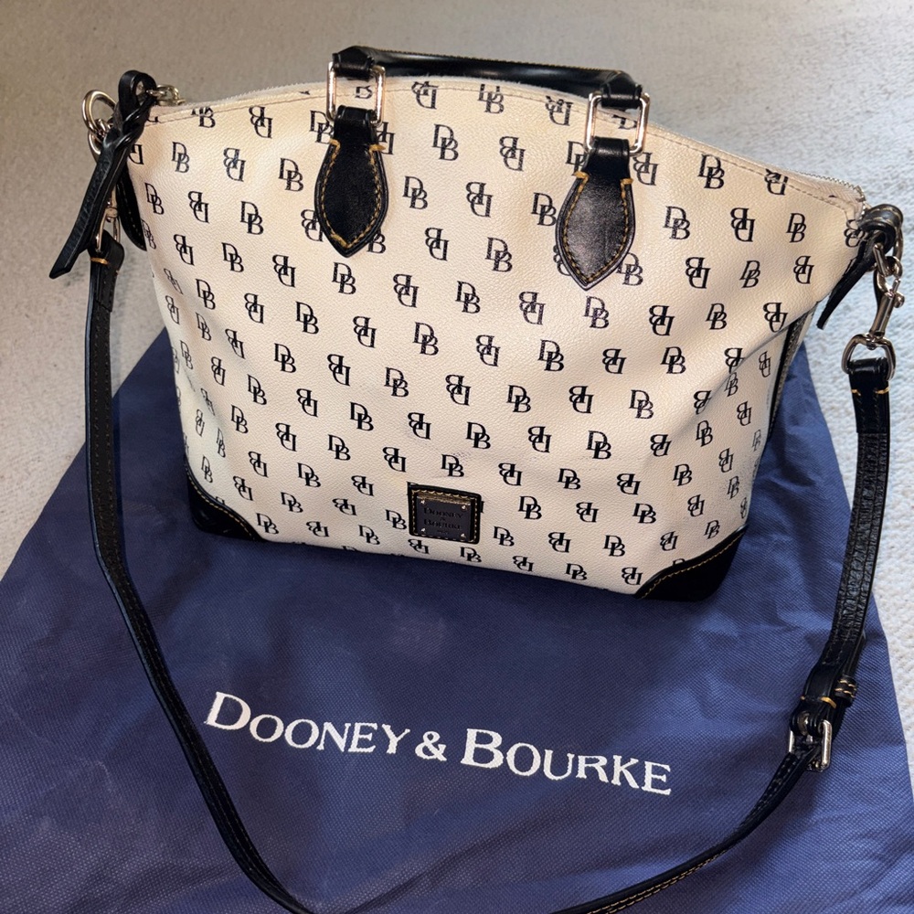 Dooney & Bourke Black and Cream Shoulder Bag